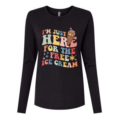 Groovy Ice Cream Lover Im Just Here For The Ice Cream Womens Cotton Relaxed Long Sleeve T-Shirt