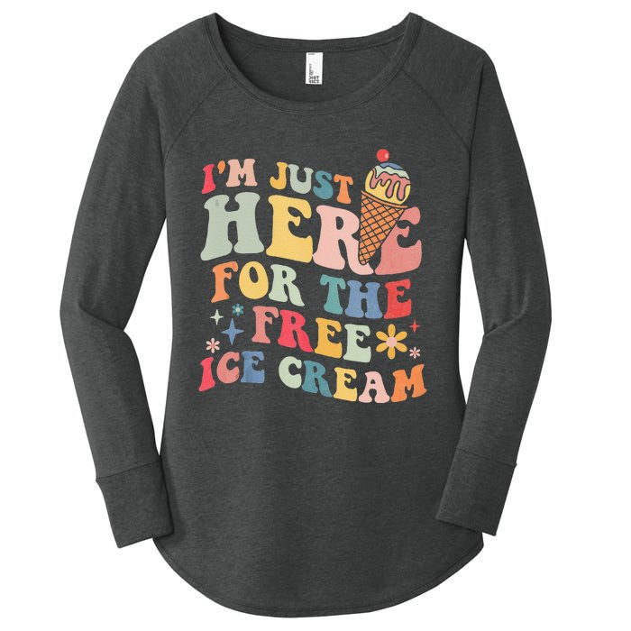 Groovy Ice Cream Lover Im Just Here For The Ice Cream Women's Perfect Tri Tunic Long Sleeve Shirt