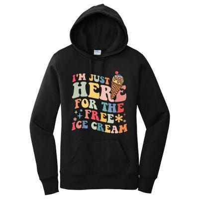 Groovy Ice Cream Lover Im Just Here For The Ice Cream Women's Pullover Hoodie