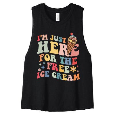 Groovy Ice Cream Lover Im Just Here For The Ice Cream Women's Racerback Cropped Tank