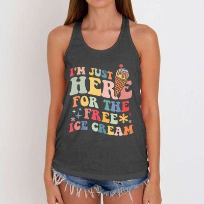 Groovy Ice Cream Lover Im Just Here For The Ice Cream Women's Knotted Racerback Tank