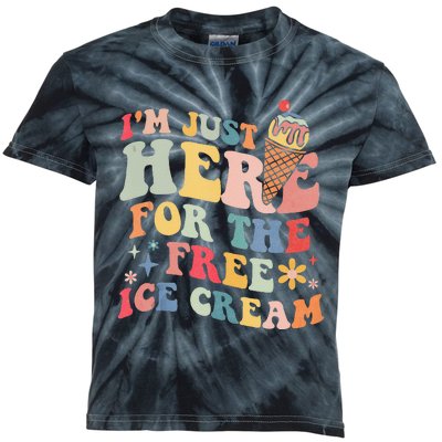 Groovy Ice Cream Lover Im Just Here For The Ice Cream Kids Tie-Dye T-Shirt