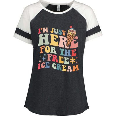 Groovy Ice Cream Lover Im Just Here For The Ice Cream Enza Ladies Jersey Colorblock Tee