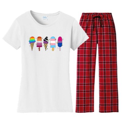 Gay Ice Cream Funny Pride Lgbt Lgbtq Pride Month Women's Flannel Pajama Set