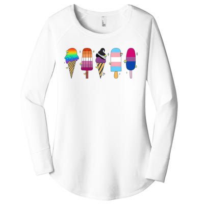 Gay Ice Cream Funny Pride Lgbt Lgbtq Pride Month Women's Perfect Tri Tunic Long Sleeve Shirt