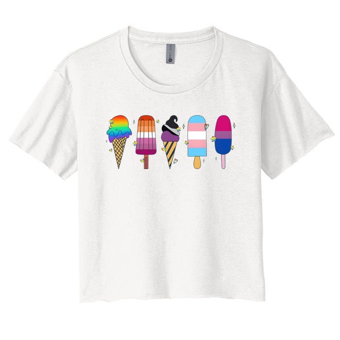 Gay Ice Cream Funny Pride Lgbt Lgbtq Pride Month Women's Crop Top Tee