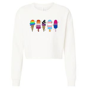 Gay Ice Cream Funny Pride Lgbt Lgbtq Pride Month Cropped Pullover Crew