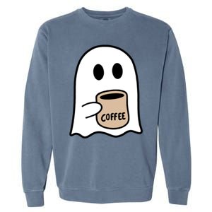 Ghost Ing Coffee Funny Halloween Costume Coffee Lover Great Gift Garment-Dyed Sweatshirt