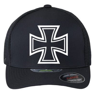 German Iron Cross Front & Back Print Flexfit Unipanel Trucker Cap