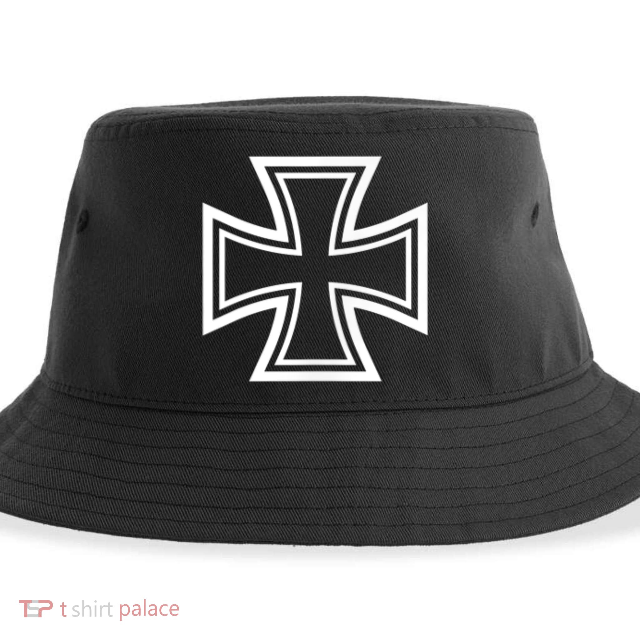 German Iron Cross Front & Back Print Sustainable Bucket Hat