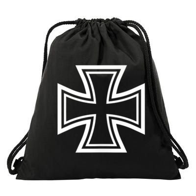 German Iron Cross Front & Back Print Drawstring Bag