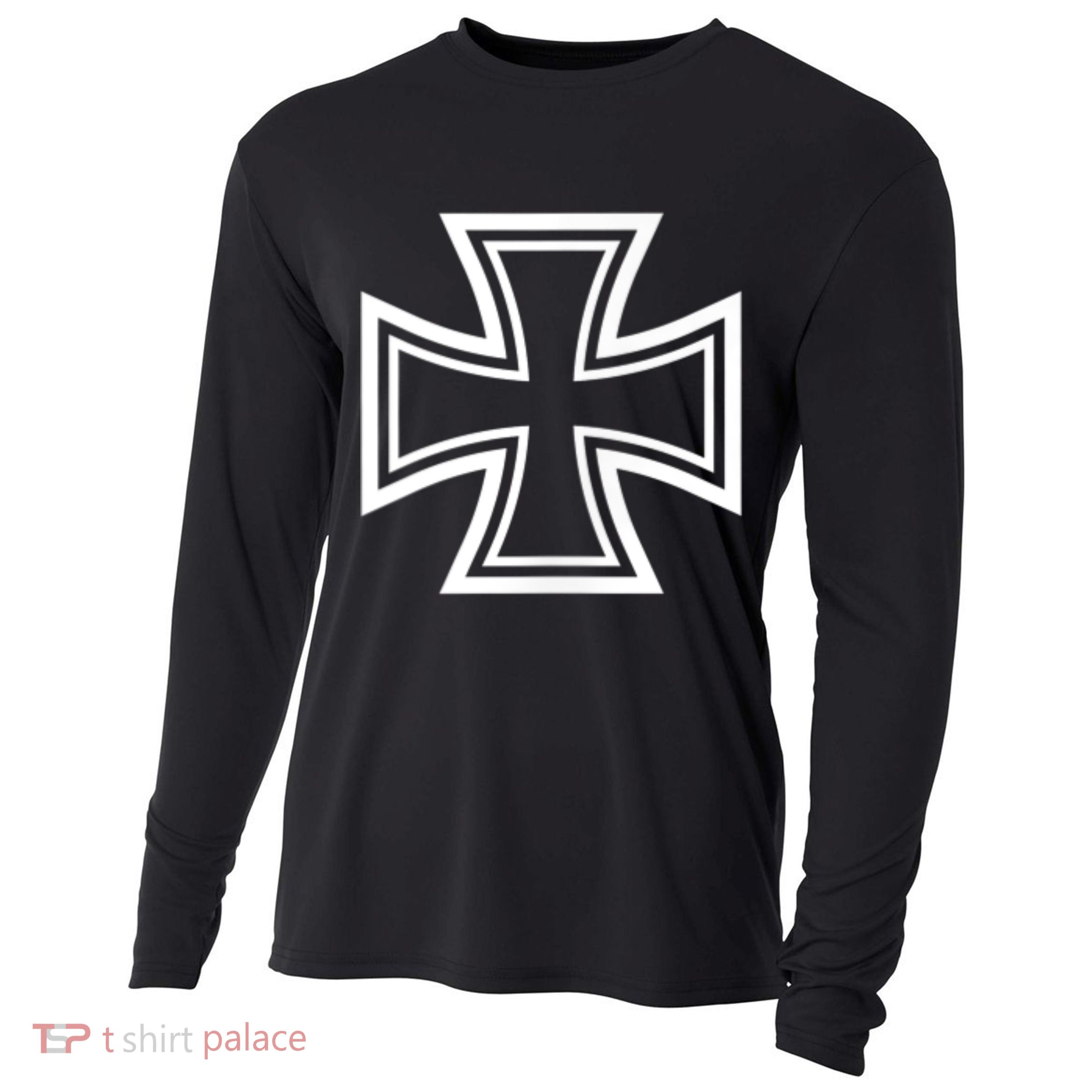 German Iron Cross Front & Back Print Cooling Performance Long Sleeve Crew