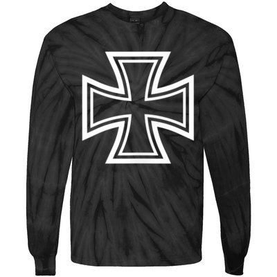 German Iron Cross Front & Back Print Tie-Dye Long Sleeve Shirt