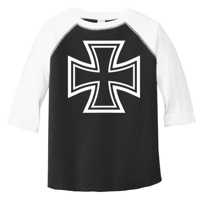 German Iron Cross Front & Back Print Toddler Fine Jersey T-Shirt