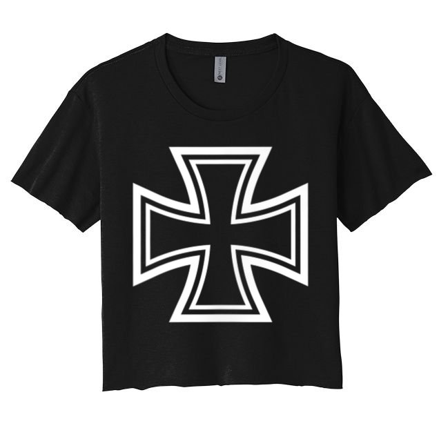 German Iron Cross Front & Back Print Crop Top