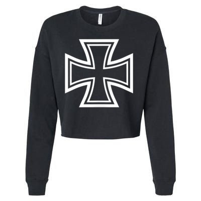 German Iron Cross Front & Back Print Cropped Pullover Crew