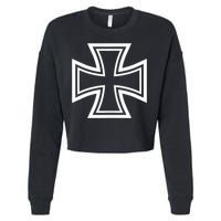 German Iron Cross Front & Back Print Cropped Pullover Crew