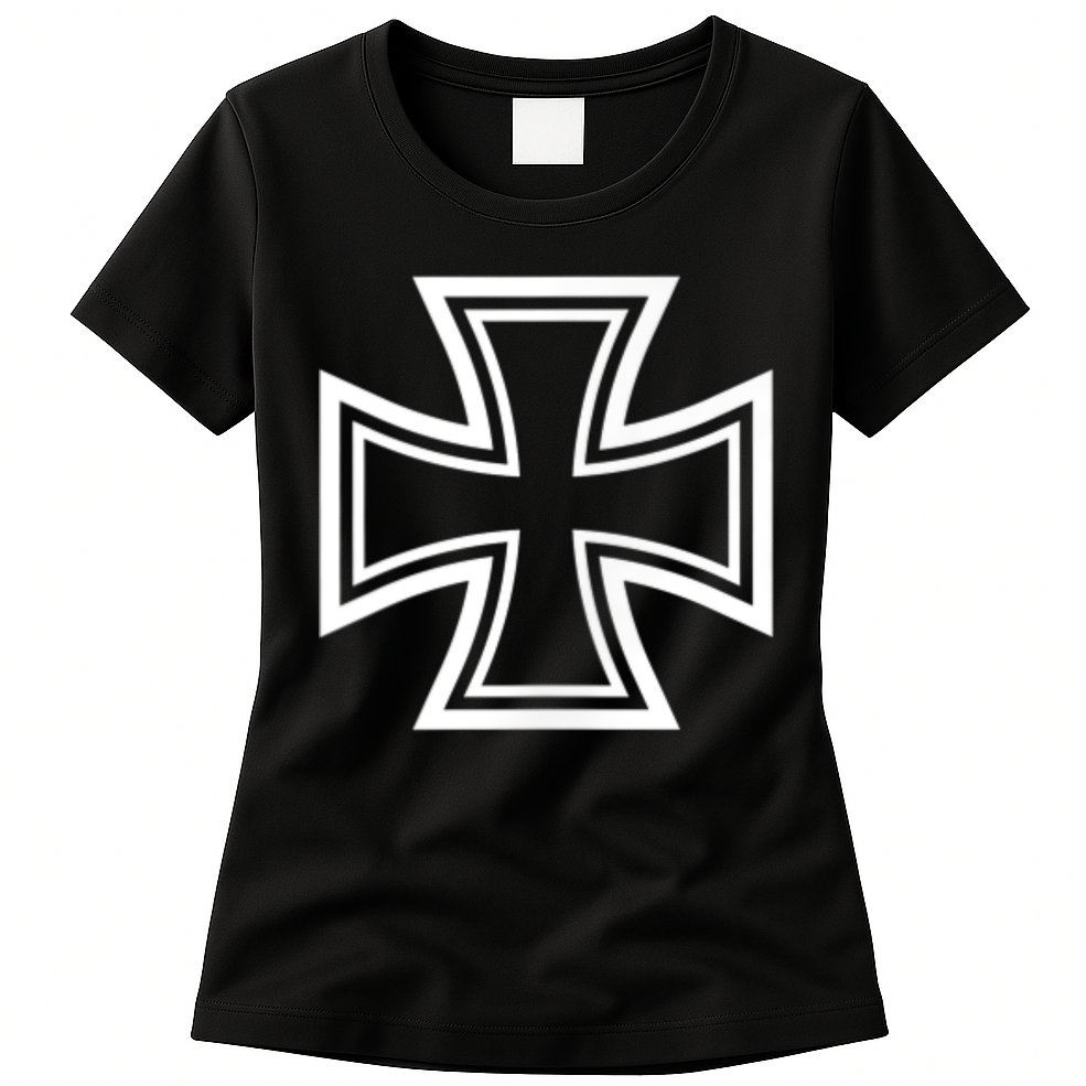 German Iron Cross Front & Back Print Womens T-Shirt