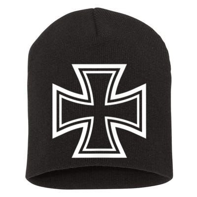 German Iron Cross Front & Back Print Short Acrylic Beanie