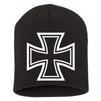 German Iron Cross Front & Back Print Short Acrylic Beanie