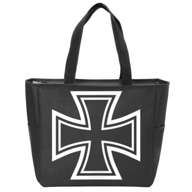 German Iron Cross Front & Back Print Zip Tote Bag