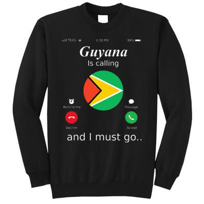 Guyana Is Calling And I Must Go Guyana Flag Tall Sweatshirt