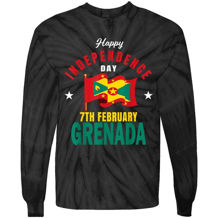 Grenada Independence Day Grenadian Grenada Flag Heart Tie-Dye Long Sleeve Shirt