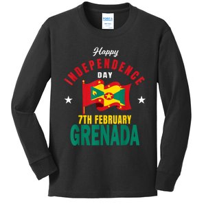 Grenada Independence Day Grenadian Grenada Flag Heart Kids Long Sleeve Shirt