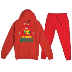 Grenada Independence Day Grenadian Grenada Flag Heart Premium Hooded Sweatsuit Set