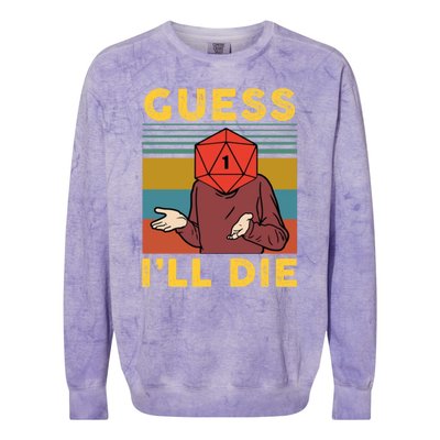 Guess I'll Die D20 Vintage Funny Dnd Colorblast Crewneck Sweatshirt