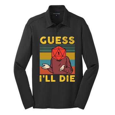 Guess I'll Die D20 Vintage Funny Dnd Silk Touch Performance Long Sleeve Polo