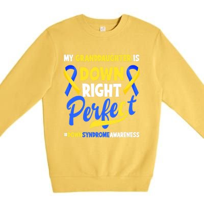 Granddaughter Is Down Right Perfect Down Syndrome Awareness Premium Crewneck Sweatshirt