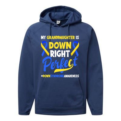 Granddaughter Is Down Right Perfect Down Syndrome Awareness Performance Fleece Hoodie