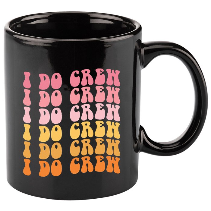 Groovy I Do Crew Bride Squad Wedding Bachelorette Party 11oz C Handle Ceramic Mug