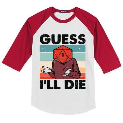 Guess Ill Die D&D Dice DnD D20 Gaming Rpg D And D Kids Colorblock Raglan Jersey