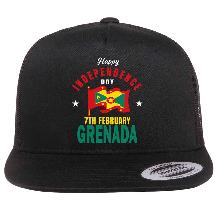 Grenada Independence Day Grenadian Grenada Flag Heart Flat Bill Trucker Hat