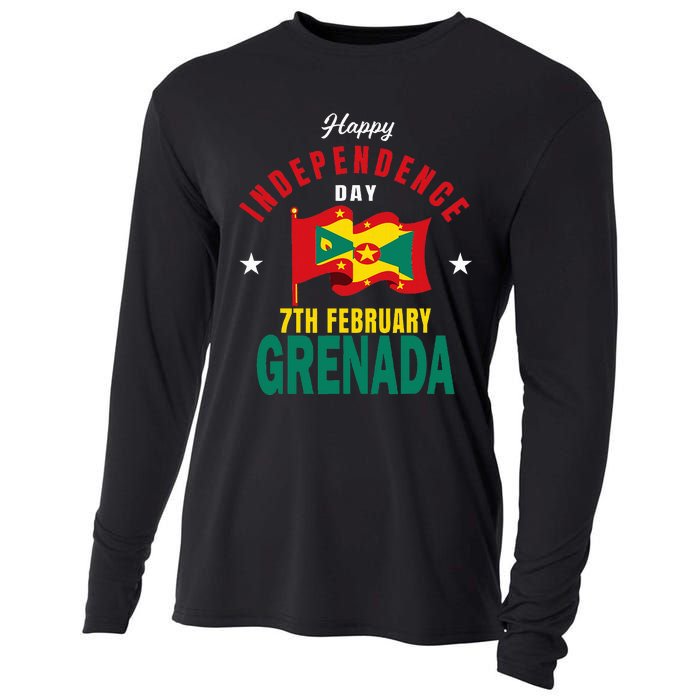 Grenada Independence Day Grenadian Grenada Flag Heart Cooling Performance Long Sleeve Crew