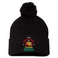 Grenada Independence Day Grenadian Grenada Flag Heart Pom Pom 12in Knit Beanie