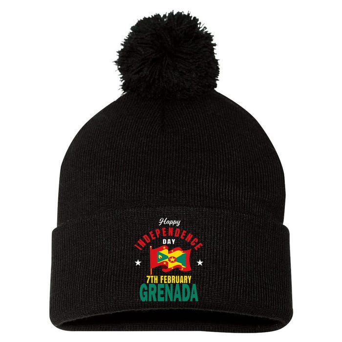 Grenada Independence Day Grenadian Grenada Flag Heart Pom Pom 12in Knit Beanie