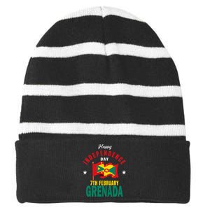 Grenada Independence Day Grenadian Grenada Flag Heart Striped Beanie with Solid Band