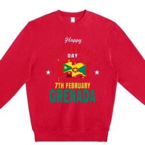 Grenada Independence Day Grenadian Grenada Flag Heart Premium Crewneck Sweatshirt