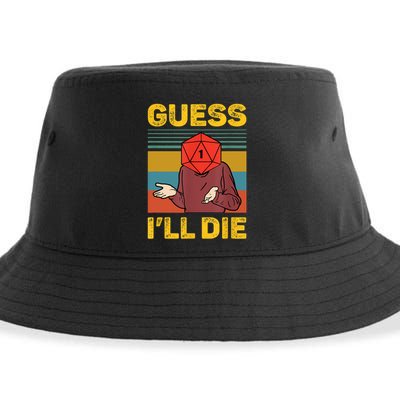 Guess I'll Die DnD Tabletop D20 Dice Head Funny Nerdy Gamer Sustainable Bucket Hat