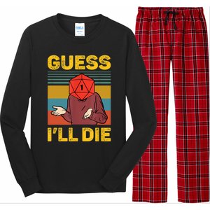 Guess I'll Die DnD Tabletop D20 Dice Head Funny Nerdy Gamer Long Sleeve Pajama Set