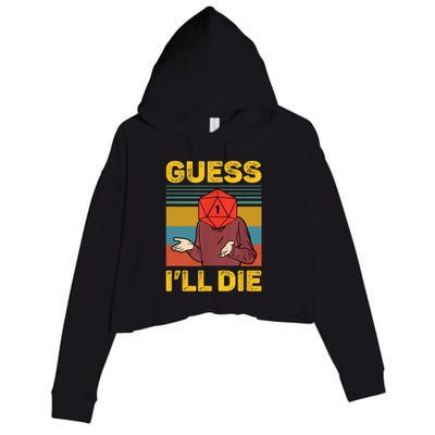 Guess I'll Die DnD Tabletop D20 Dice Head Funny Nerdy Gamer Crop Fleece Hoodie