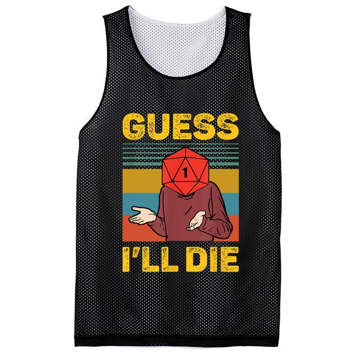 Guess I'll Die DnD Tabletop D20 Dice Head Funny Nerdy Gamer Mesh Reversible Basketball Jersey Tank