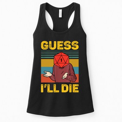 Guess I'll Die DnD Tabletop D20 Dice Head Funny Nerdy Gamer Womens Tank Top