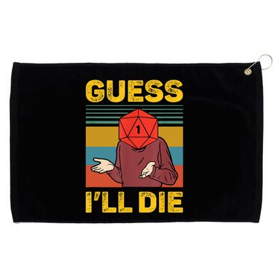 Guess I'll Die DnD Tabletop D20 Dice Head Funny Nerdy Gamer Grommeted Golf Towel