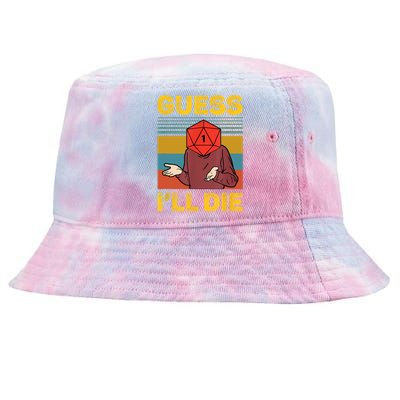 Guess I'll Die DnD Tabletop D20 Dice Head Funny Nerdy Gamer Tie-Dyed Bucket Hat