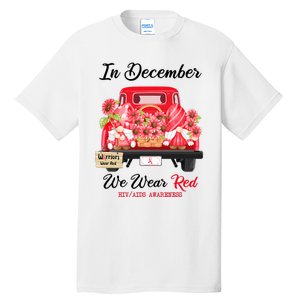 Gnome In December We Wear Red Ribbon HIVAIDS Awareness Tall T-Shirt