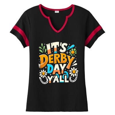 Groovy ItS Derby 150 Yall 150th Horse Racing Derby Day Ladies Halftime Notch Neck Tee